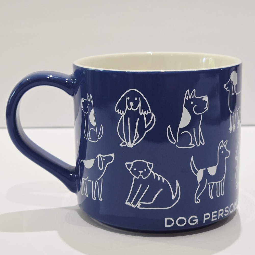 Parker Lane Dog Person Ceramic Cup Blue Coffee Mug Cartoon Pups Dogs
